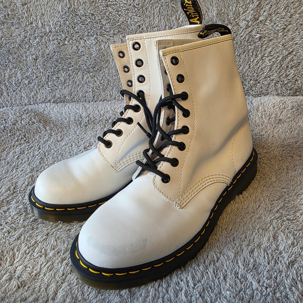 Docs Dr. Martens 1460 White Leather Ankle Boots Women's EU 42 US 10 L Combat NEW